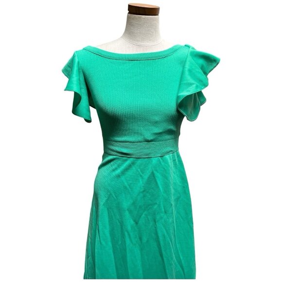 Vintage 1970s Giamo Knits High Quality Green Women's Maxi Dress Ruffle Top Small - Picture 4 of 10